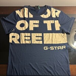 G-Star Navy and Beige Graphic Tee